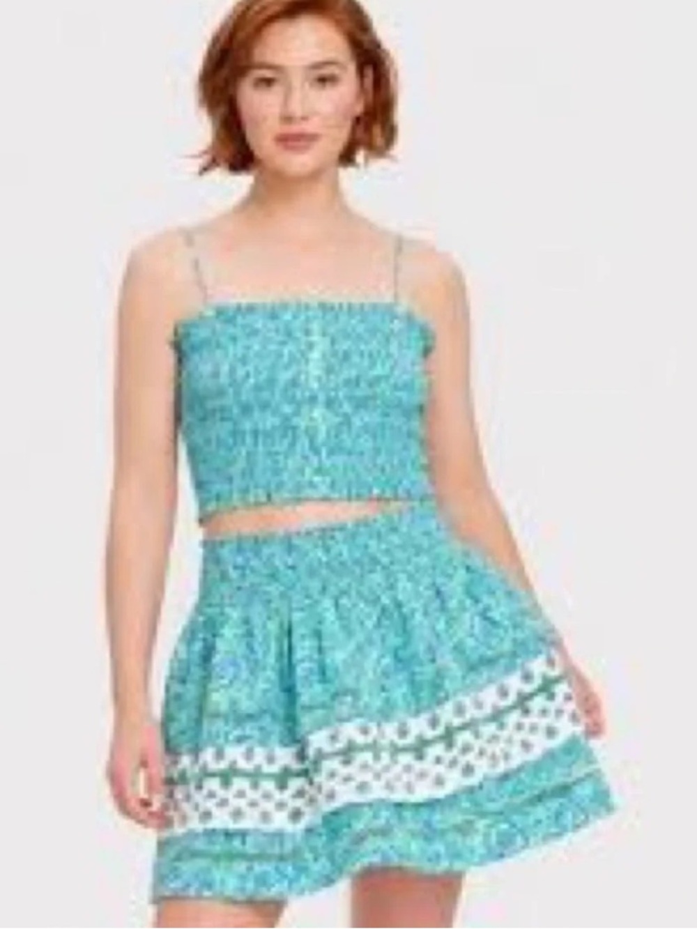 Roller Rabbit X Target 2-Piece Tank Skirt Set Blue Floral 100% Cotton Medium $75